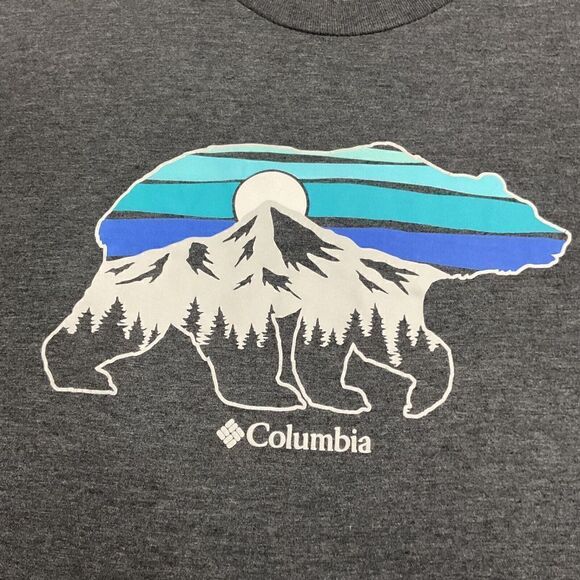 Columbia Sportswear T Shirt Mens Medium Gray Large Front Mountain Bear Graphic - Picture 4 of 9